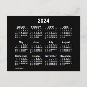 2024 Neon White Mini Kalender av Janz Vykort