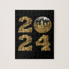 2024 Nya år - Boll - NYC Guld- Pussel