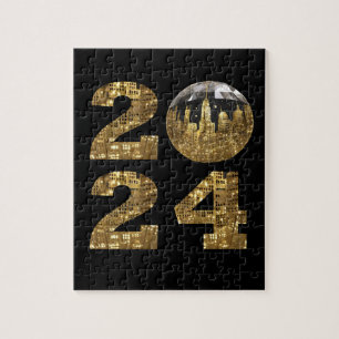 2024 Nya år - Boll - NYC Guld- Pussel