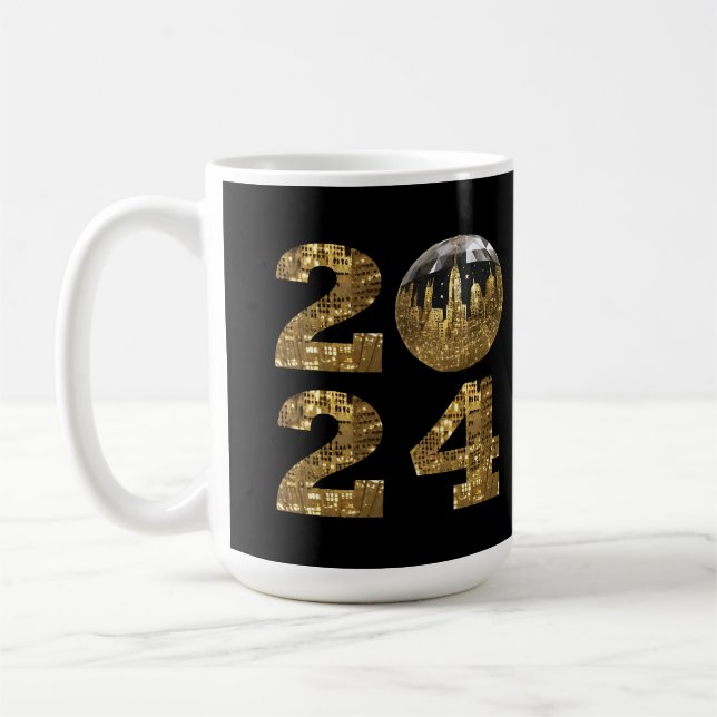 2024-Nya åren-Boll-NYC Guld- Kaffemugg (Vänster)