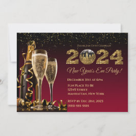 2024 Nyårsafton Party-Boll-NYC-Röd Inbjudningar