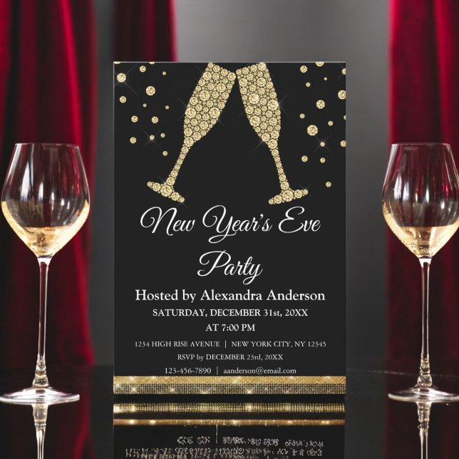 2024 Nyårsfest Champagneglas Inbjudningar (Skapare uppladdad)