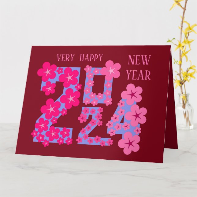 2024 NYÅRSHÄLSNING TILL VEM SOM HELST KORT (Gul blomma)