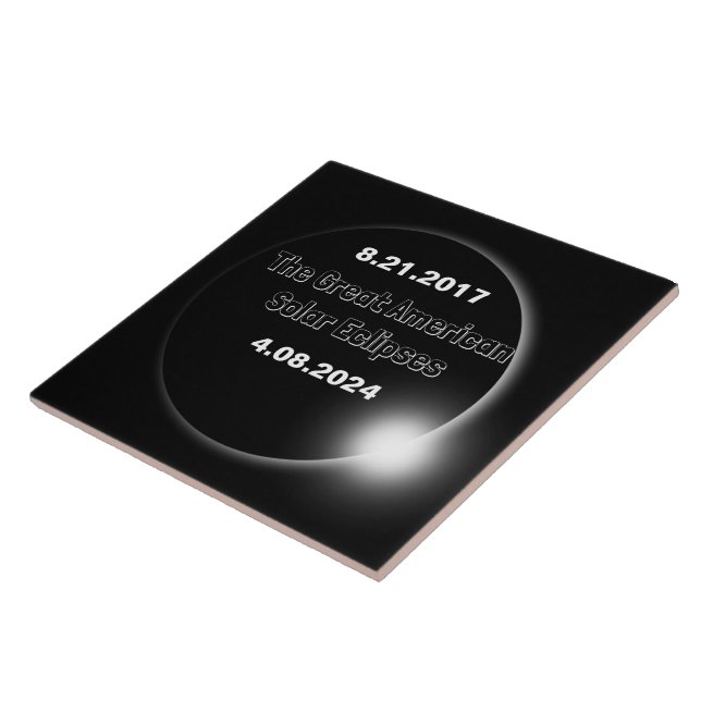 2024 och 2017 Dubbla Dated Solar Eclipse Ceramic T Kakelplatta (Sidan)