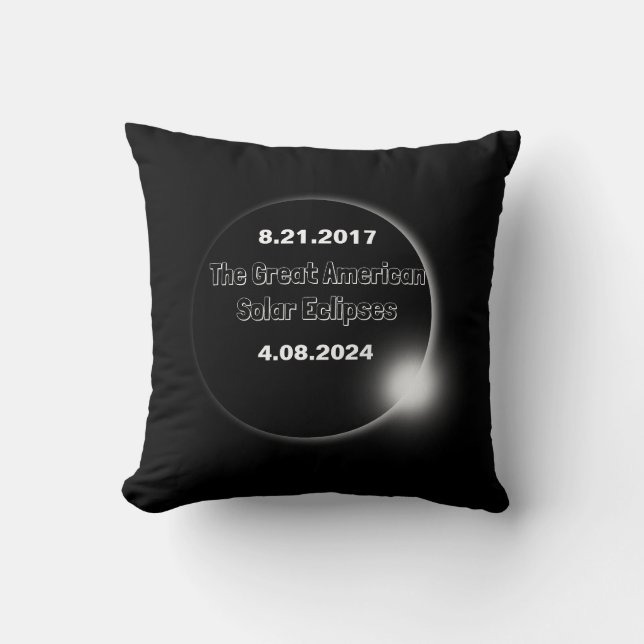 2024 och 2017 Dubbla Dated Solar Eclipse Kudde (Framsida)