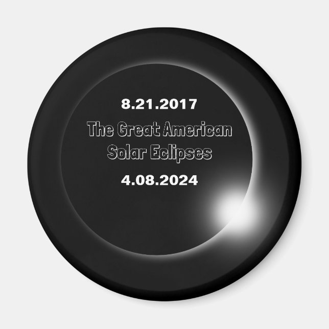 2024 och 2017 Dubbla Dated Solar Eclipse Magnet (Framsidan)