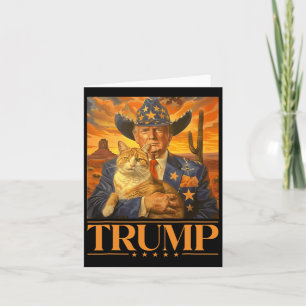 2024 och katt Western Cowboy Patriotic 4:e juli Kort