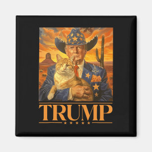 2024 och katt Western Cowboy Patriotic 4:e juli Magnet