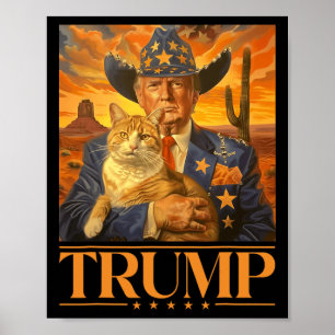 2024 och katt Western Cowboy Patriotic 4:e juli Poster
