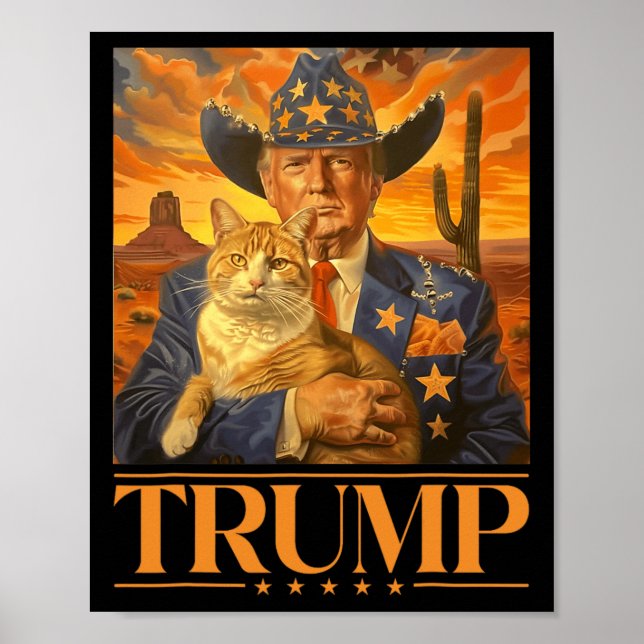 2024 och katt Western Cowboy Patriotic 4:e juli Poster (Framsidan)