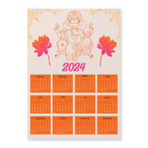 2024-Orangens kalender - Lord Ganpati Magnetic Car