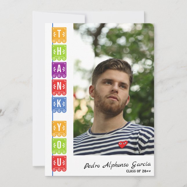 2024 Papel Picado Mexikanska Studentfesten Fiesta Tack Kort (Framsida)