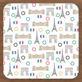 2024 Paris Frankrike Games Sommar Underlägg Papper Kvadrat