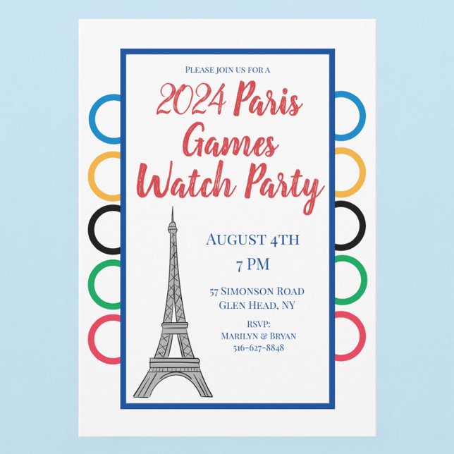 2024 Parisspelen Sommarbevakning Party Ringar Inbjudningar (Skapare uppladdad)