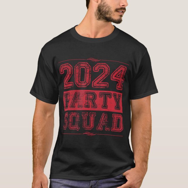 2024 Party Squad Distress Kinesisk Nyårsafton T Shirt (Framsida)