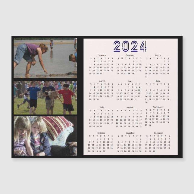 2024 Personlig 3 Family Photo Collage Calendar (Framsida)