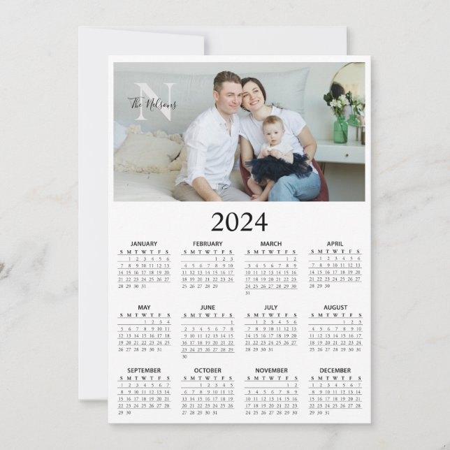 2024 Photo Monogram Calendar Spara Datumet (Framsida)