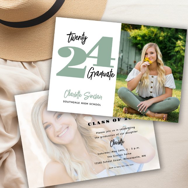 2024 Photo Studenten Handwrite-typografi Inbjudningar (Skapare uppladdad)