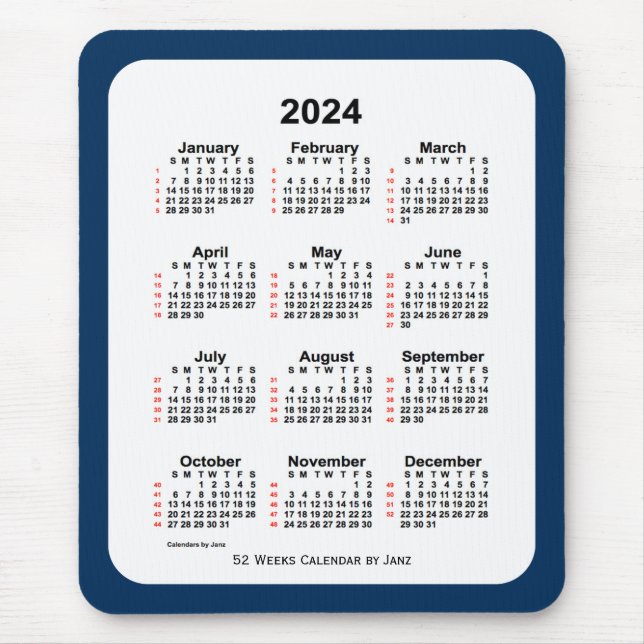 2024 Polisbox Blue 52 Week Kalender från Janz Musmatta (Framsidan)