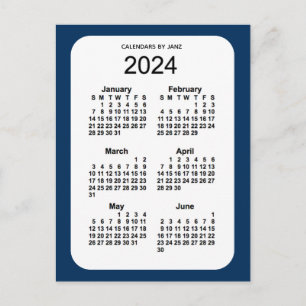 2024 Polisbox Blue 6 Month Mini Calendar av Janz Vykort