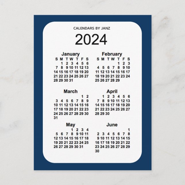 2024 Polisbox Blue 6 Month Mini Calendar av Janz Vykort (Framsida)