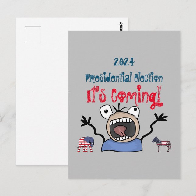 2024: Presidentval, det kommer! Vykort (Fram/baksida)