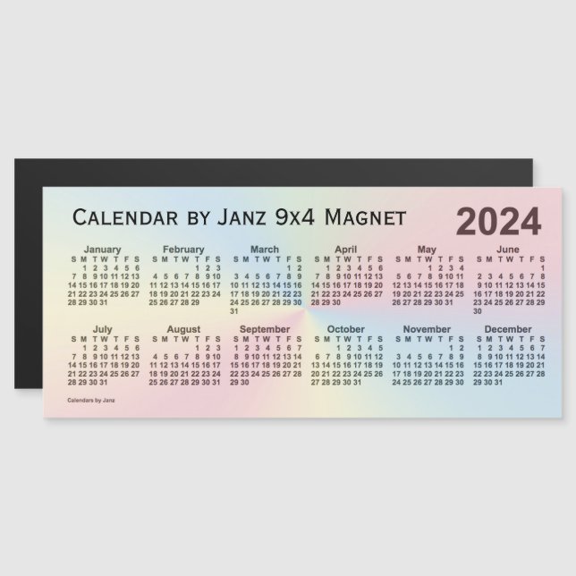 2024 Rainbow Cloud Calendar av Janz 9x4 Magnet (Fram/baksida)