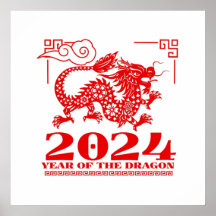 2024 Red China Zodiac År för Dragon Artwork