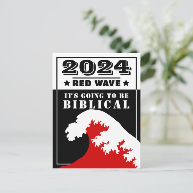 2024 RED WAVE Det blir BIBLICAL Vykort (Stående Fram)