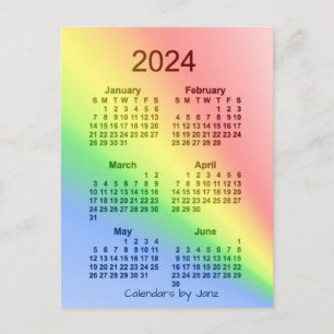 2024 Regnbåge 6 månaders Mini Calendar av Janz Vykort