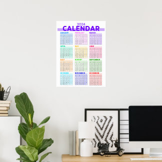 2024 Regnbågsfärgad Fullt Månadskalender Poster