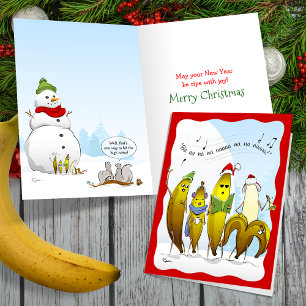 2024 Ripe Bananas jul Caroling Funny Helgkort