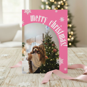 2024 Rosa Retro God jul Glitter-fotokort Julkort
