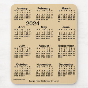 2024 Sepia-kalender för stora utskrifter från Ja Musmatta