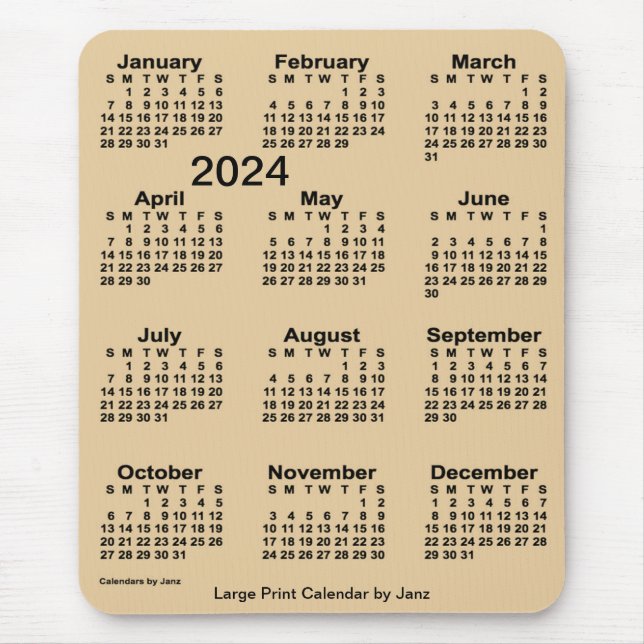2024 Sepia-kalender för stora utskrifter från Janz Musmatta (Framsidan)