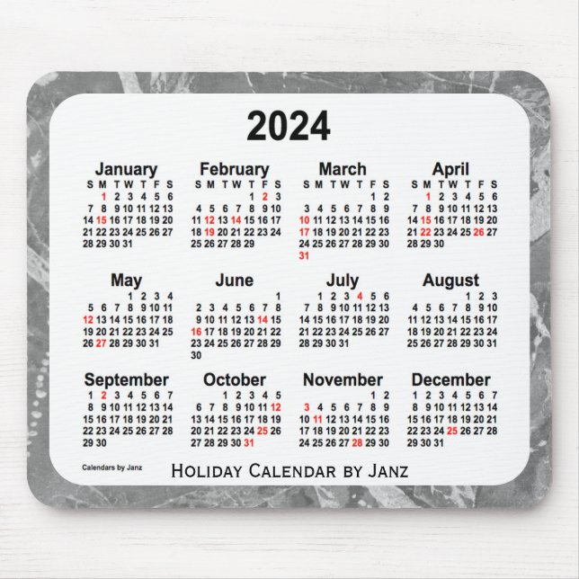 2024 Silver Art Calendar av Janz Mouse Pad Musmatta (Framsidan)