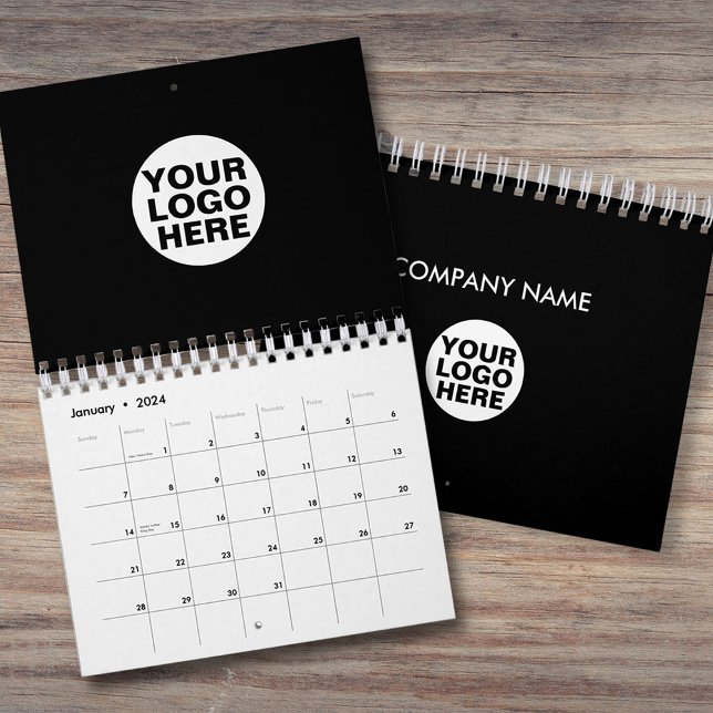 2024 Simple Black Calendar Company Logotyp and Tex Kalender (Skapare uppladdad)