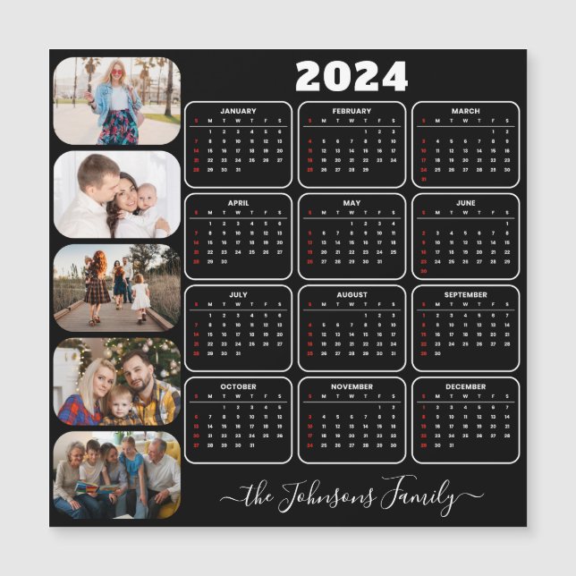 2024 Simple Modern Anpassningsbar 5 Photos Family  (Framsida)