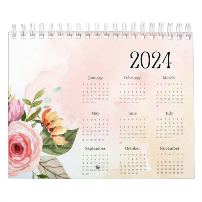 2024-skrivarens vackra kalander 12 månader kalender (Omslag)