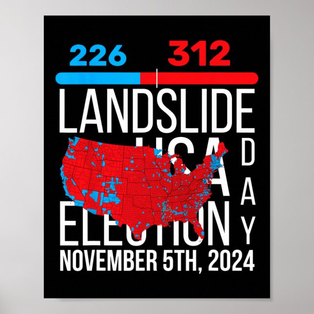 2024 Slutomröstning i Karta 312 Trump Landglide Poster (Framsidan)