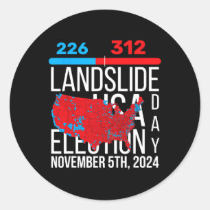 2024 Slutomröstning i Karta 312 Trump Landglide Runt Klistermärke
