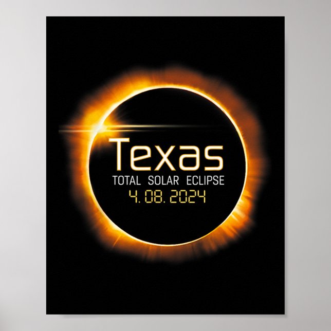 2024 Solar Eclipse Texas Usa Totality Poster (Framsidan)