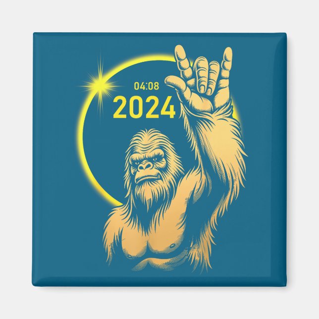 2024 Solförmörkelse Bigfoot Rock April Total solfö Magnet (Framsidan)