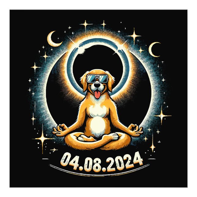 2024 Solförmörkelse Hund Fototryck (Framsidan)
