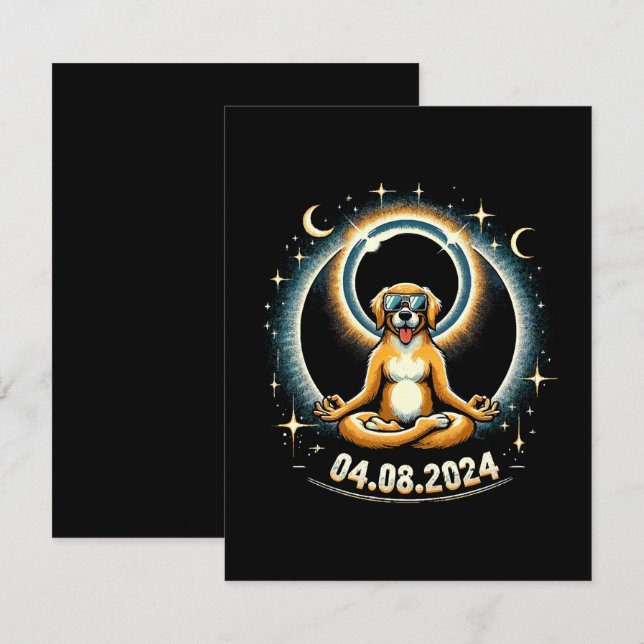 2024 Solförmörkelse Hund Tilläggskort (Fram/baksida)