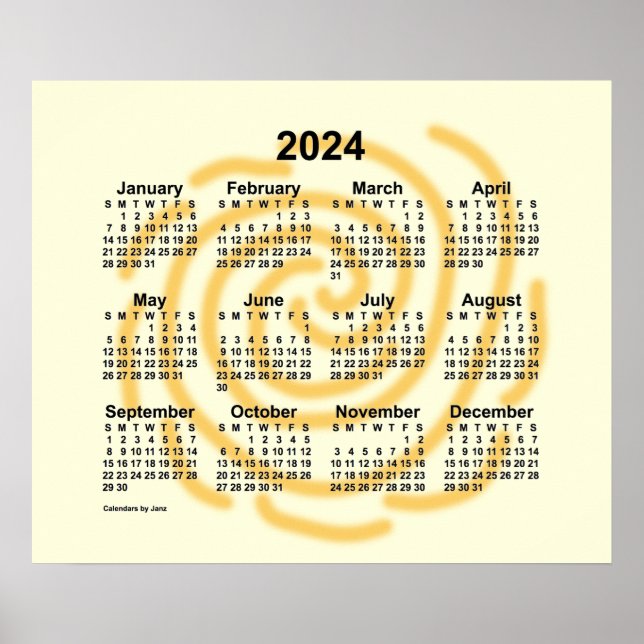 2024 Soliga Dagar Kalender av Janz Poster (Framsidan)