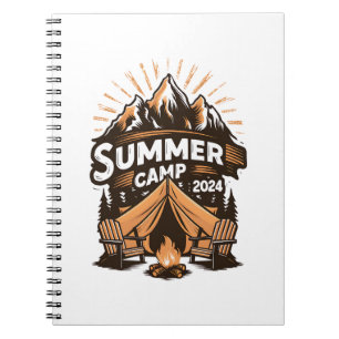2024 sommarläger sommar camping semester matchande anteckningsbok