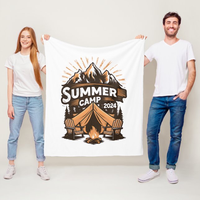 2024 sommarläger sommar camping semester matchande fleecefilt (På plats)