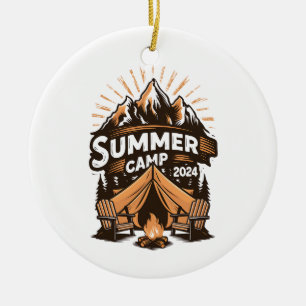 2024 sommarläger sommar camping semester matchande julgransprydnad keramik