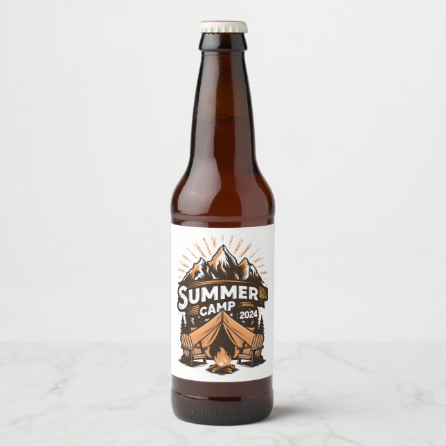 2024 sommarläger sommar camping semester matchande ölflaska etikett (Framsida)